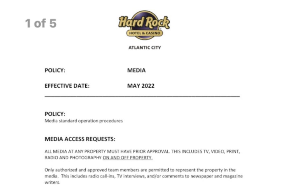 Hard Rock Atlantic City Issues Memo to Workers On Who Can Talk To Media